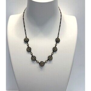 Kenny Ma San Francisco Womens Choker Flower Necklace Crystal Rhinestone 16"